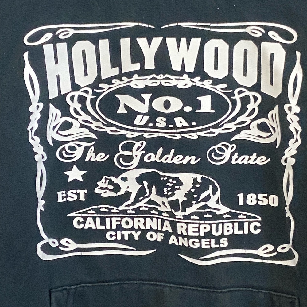 Vintage HOLLYWOOD CA City of Angels Jack Daniels Whiskey Motif Hoodie Men’s S - Picture 2 of 6